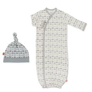Dancing Elephants Modal Magnetic Gown Set Grey